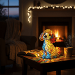 Lámpara vitral El Encanto Gracioso del Poodle decoración hogar Glow - Madrid.com