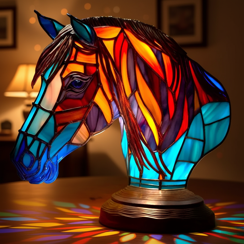 Lámpara vitral Caballo Encantador decoración hogar Glow - Madrid.com