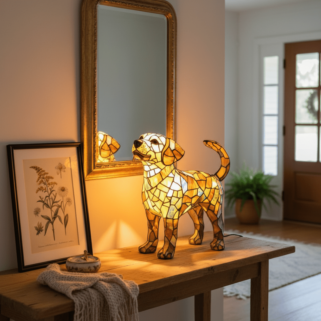 Lámpara vitral Labrador Transparente decoración hogar Glow - Madrid.com