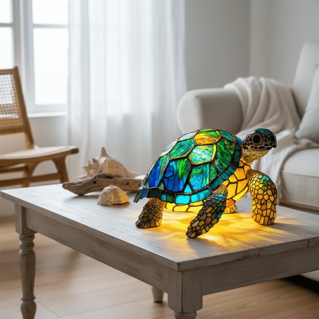 Lámpara vitral La Esencia de la Tortuga Molokai decoración hogar Glow - Madrid.com