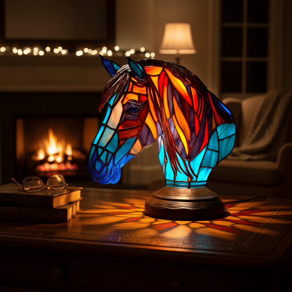 Lámpara vitral Caballo Encantador decoración hogar Glow - Madrid.com