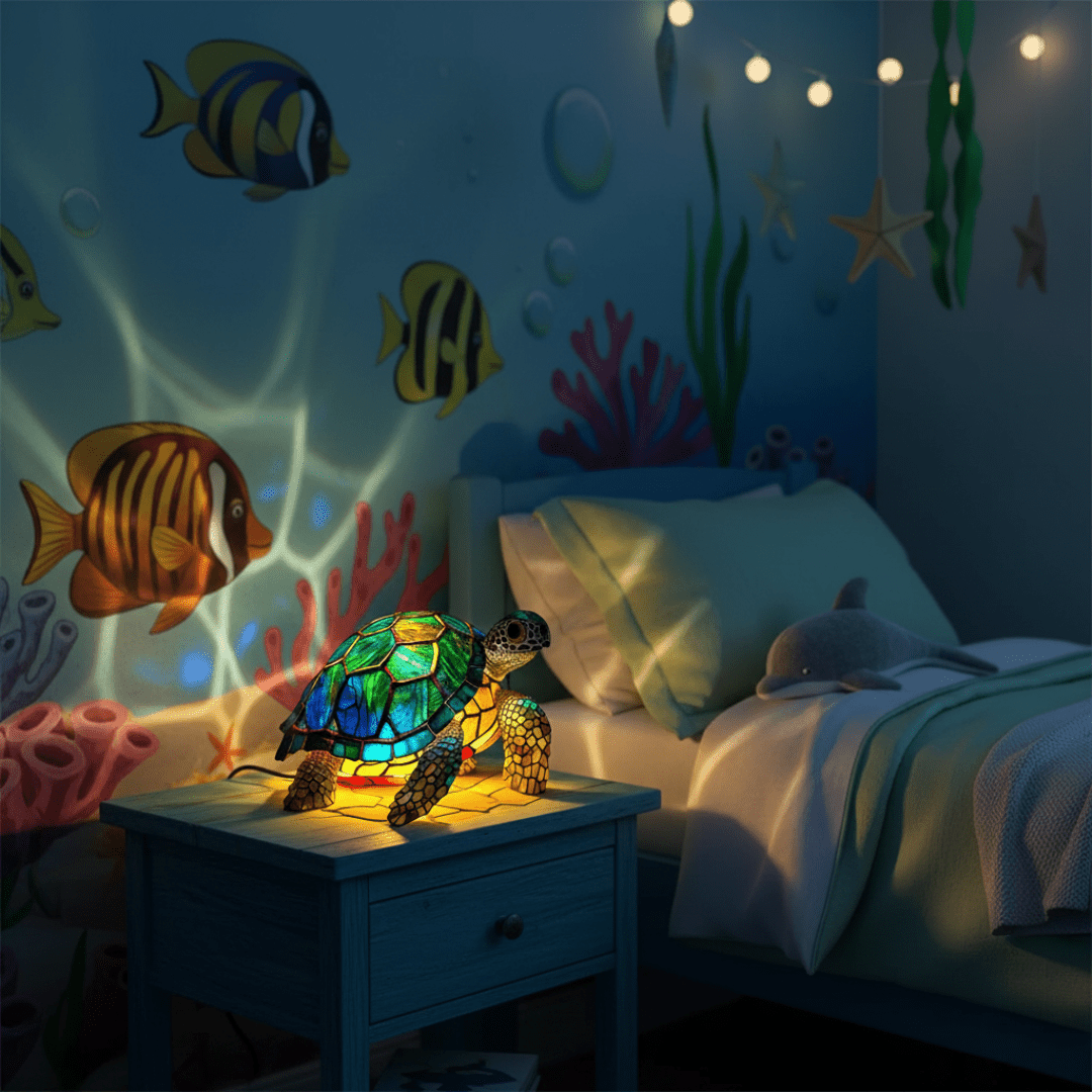 Lámpara vitral La Esencia de la Tortuga Molokai decoración hogar Glow - Madrid.com