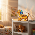 Lámpara vitral Perro Teckel Radianza decoración hogar Glow - Madrid.com