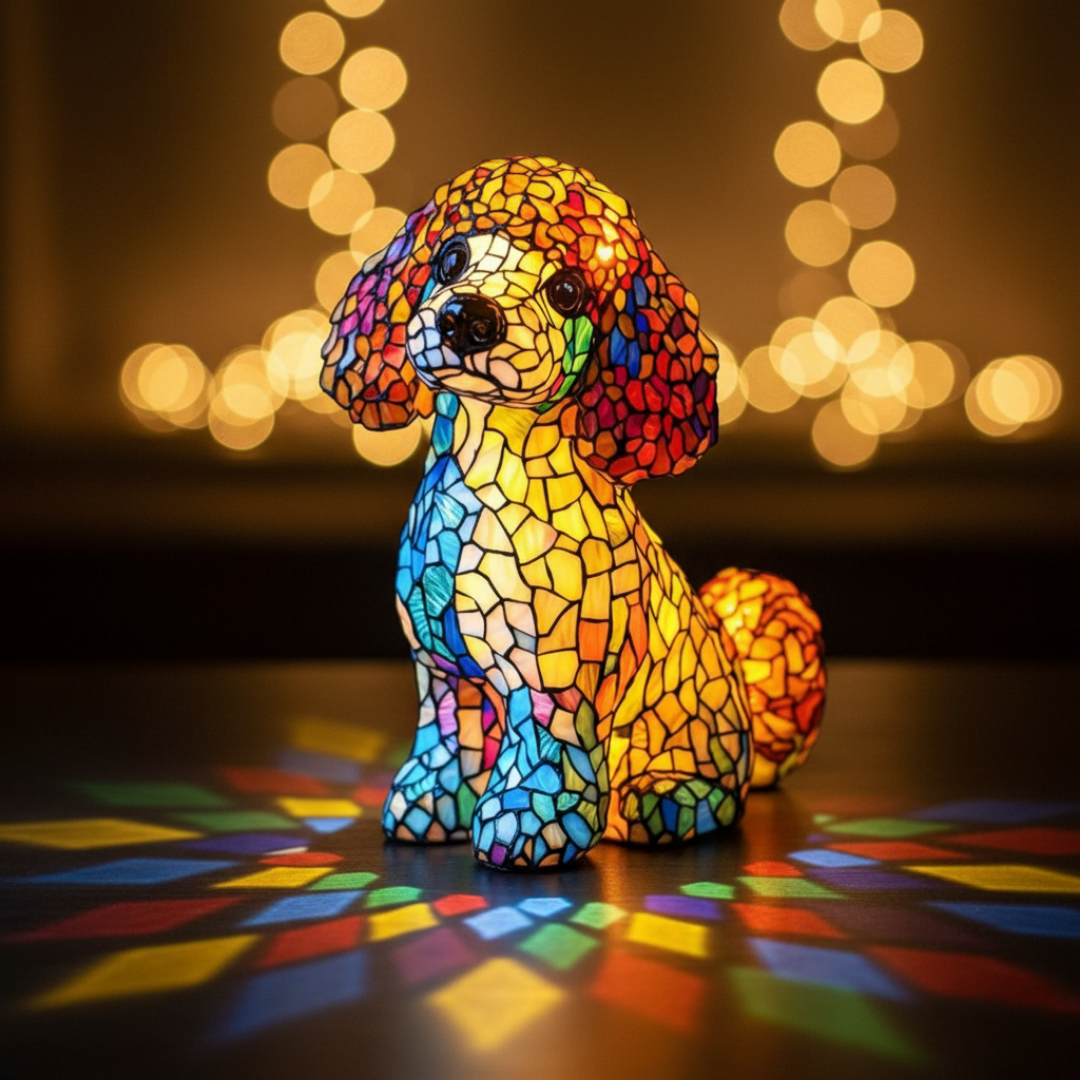 Lámpara vitral El Encanto Gracioso del Poodle decoración hogar Glow - Madrid.com