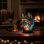Lámpara vitral Lámpara Bo en Forma de Lobo decoración hogar Glow - Madrid.com