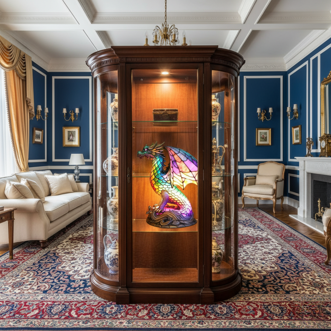 Lámpara vitral Dragón Encantado Wammes decoración hogar Glow - Madrid.com