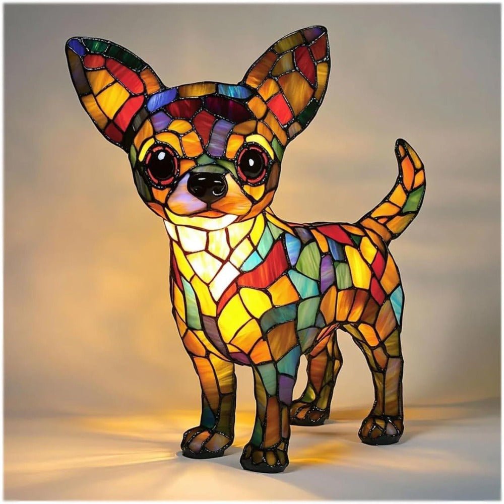 Lámpara vitral La vida con un Chihuahua decoración hogar Glow - Madrid.com