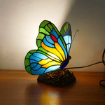 Lámpara vitral Lámpara de Mariposa Azul Esculpida decoración hogar Glow - Madrid.com