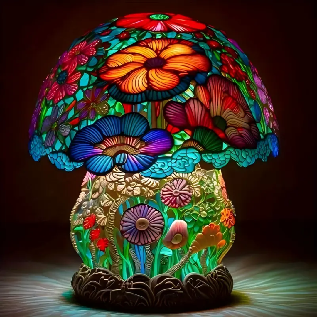 Lámpara vitral Lámpara de Hongo Esmerilado decoración hogar Glow - Madrid.com
