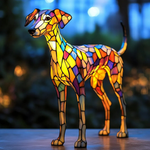 Lámpara vitral Lámpara de Vidrio Templado Inspirada en Whippet decoración hogar Glow - Madrid.com