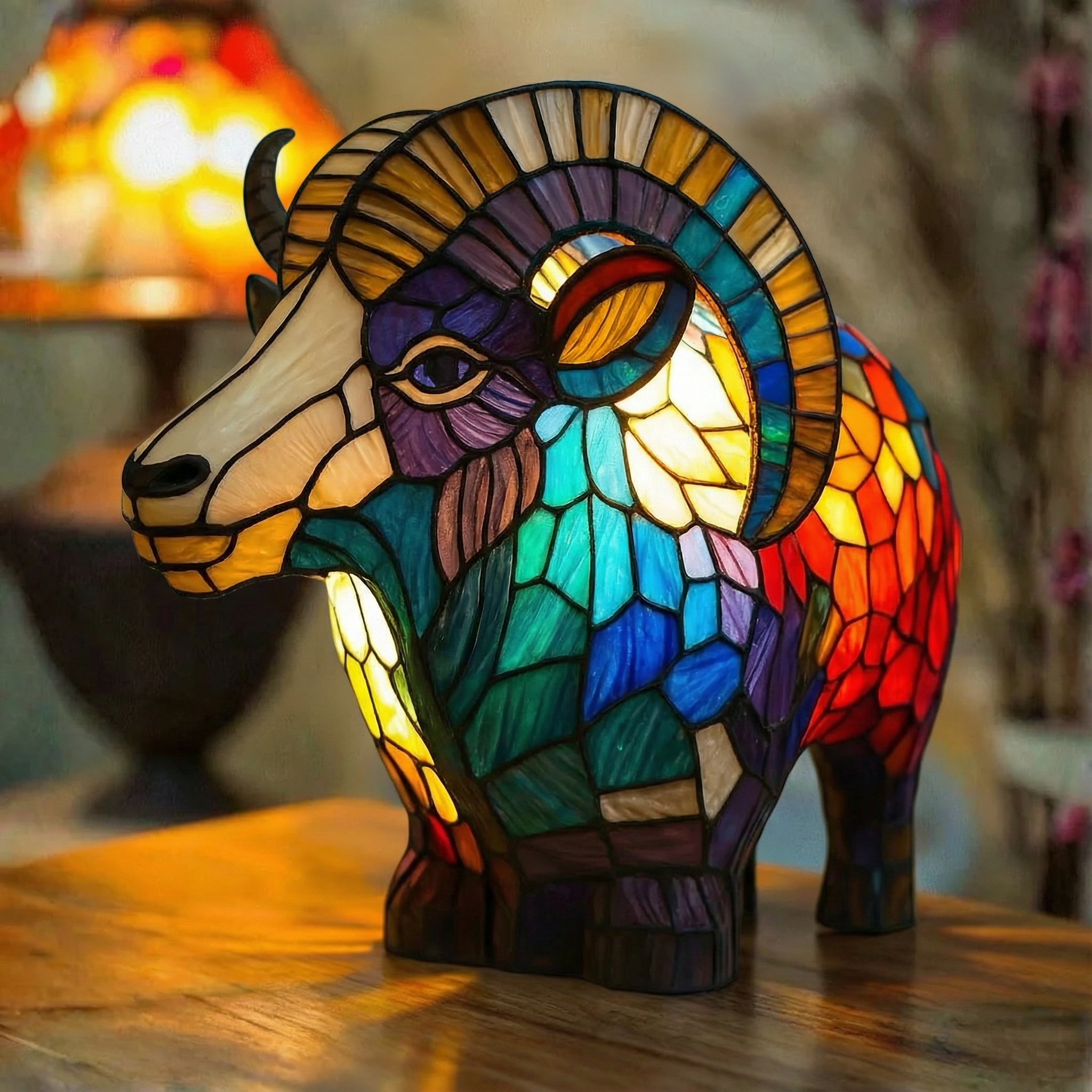 Lámpara vitral Beran - Lámpara con vitrales decoración hogar Glow - Madrid.com