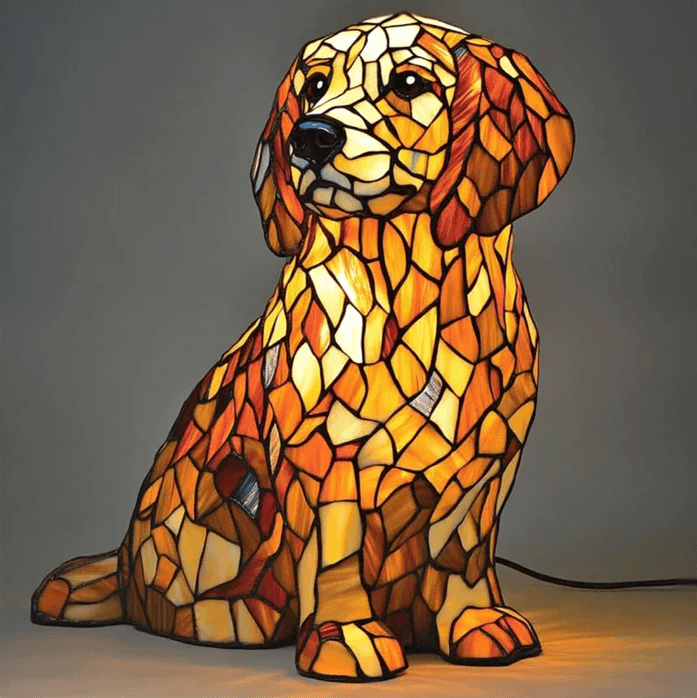 Lámpara vitral Figurita de Lily, el Golden Retriever Espiritual decoración hogar Glow - Madrid.com